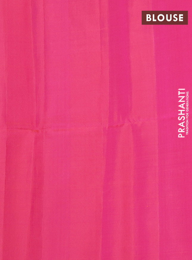 Pure soft silk saree dual shade of pinkish orange with allover silver zari buttas and long zari checked border