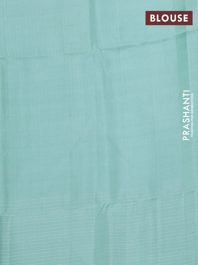 Pure soft silk saree pastel green with allover silver zari buttas and long zari checked border