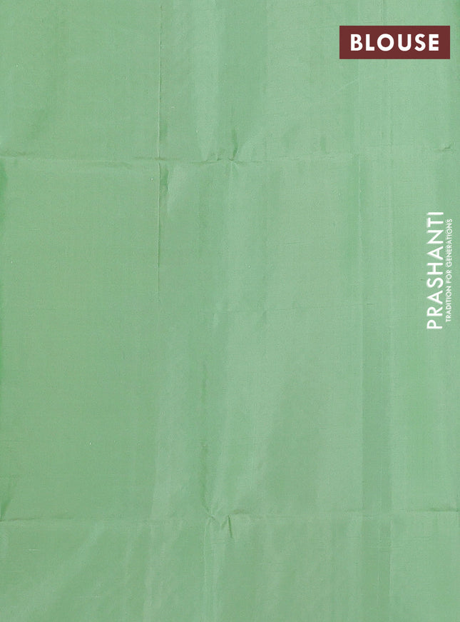 Pure soft silk saree pista green with allover silver zari woven brocade weaves in borderless style