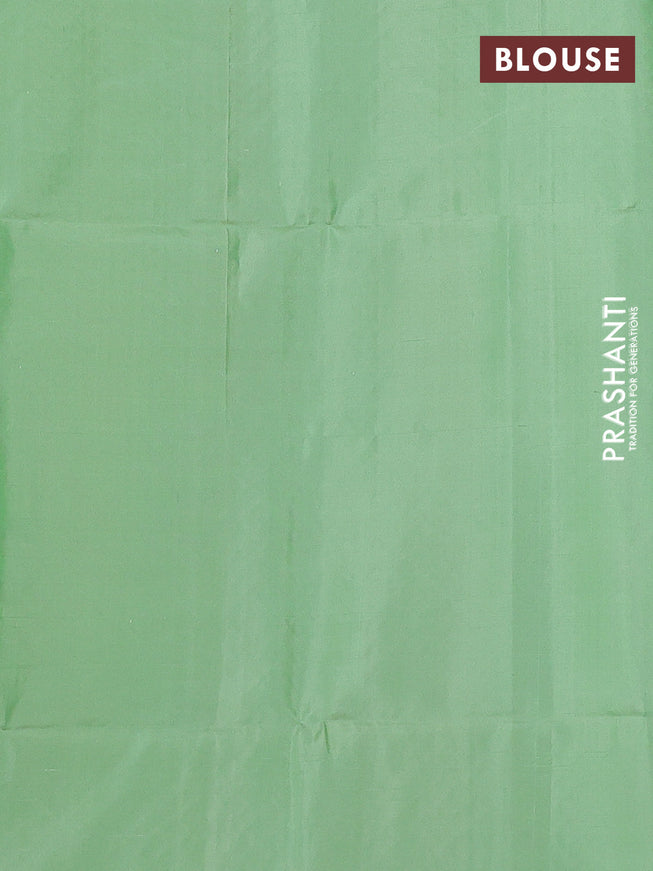 Pure soft silk saree pista green with allover silver zari woven brocade weaves in borderless style