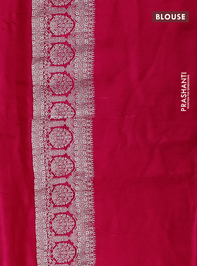 Banarasi semi mushru silk saree pink with zari woven buttas and zari woven border
