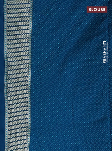 Banarasi semi mushru silk saree dual shade of blue and teal green with allover thread weaves & buttas and zari woven border