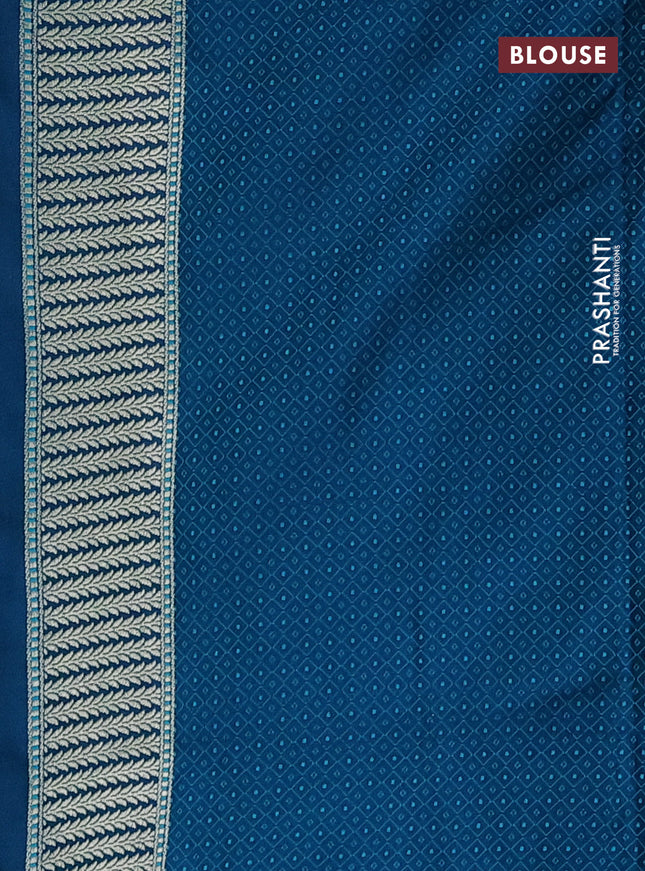 Banarasi semi mushru silk saree dual shade of blue and teal green with allover thread weaves & buttas and zari woven border