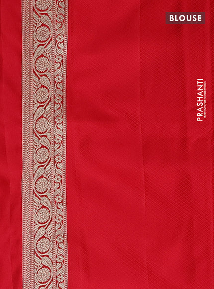 Banarasi semi mushru silk saree red with allover zari weaves & buttas and zari woven border