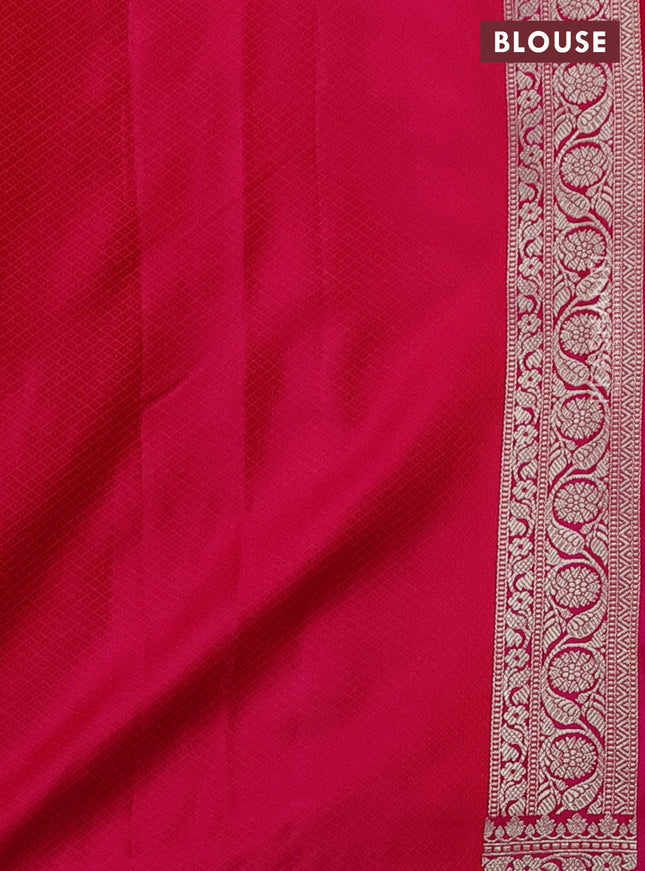 Banarasi semi mushru silk saree pink with allover zari weaves & buttas and zari woven border