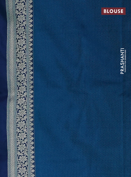 Banarasi semi mushru silk saree dual shade of blue with allover self emboss & zari buttas and zari woven border