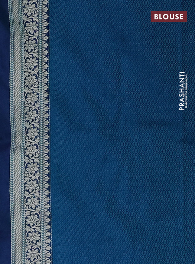 Banarasi semi mushru silk saree dual shade of blue with allover self emboss & zari buttas and zari woven border