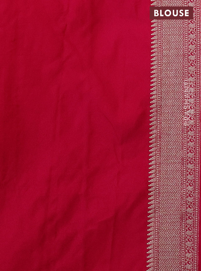 Banarasi semi mushru silk saree pink with allover zig zag zari weaves and zari woven border