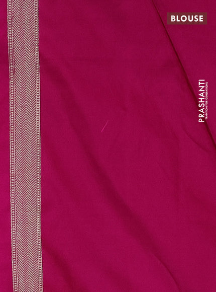 Banarasi semi mushru silk saree dark magenta pink with allover zig zag zari weaves and zari woven border