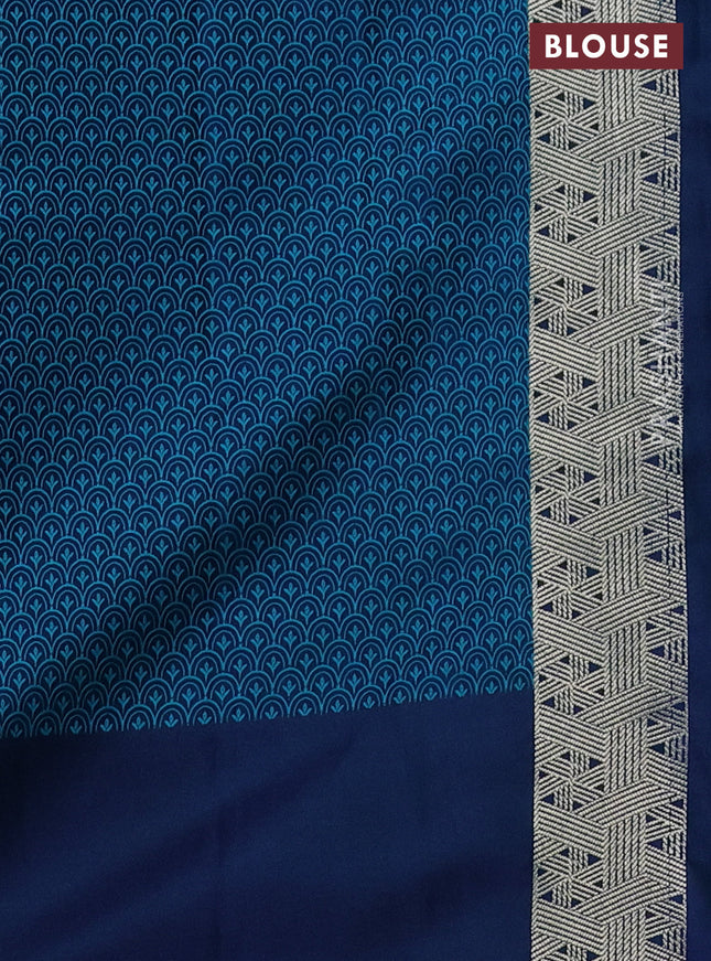 Banarasi semi mushru silk saree dual shade of blue with allover self emboss & zari buttas and zari woven border