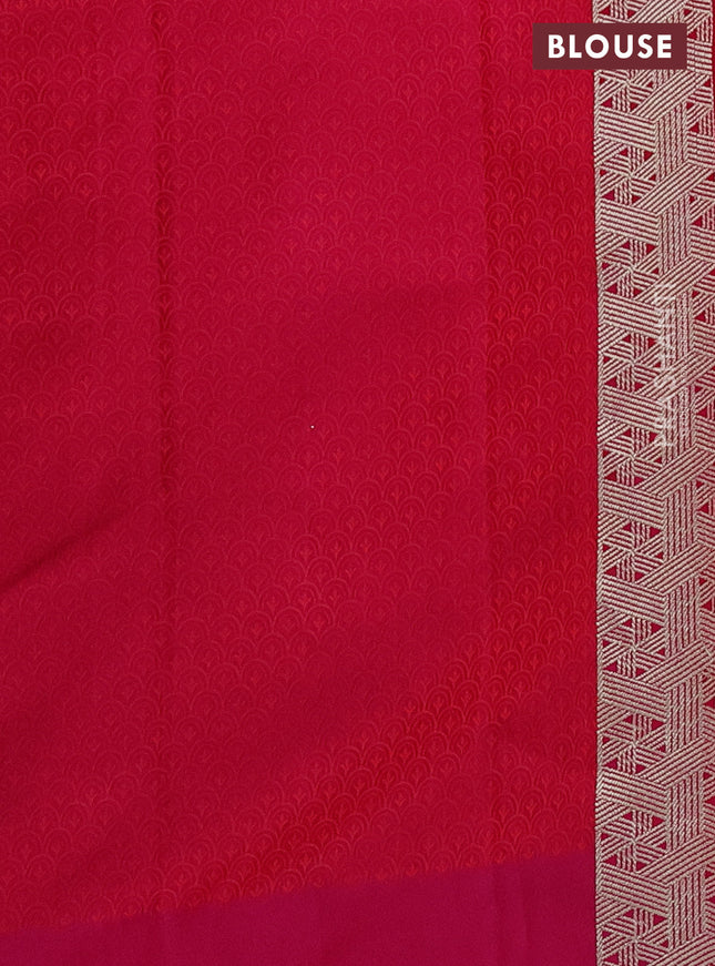 Banarasi semi mushru silk saree pink with allover self emboss & zari buttas and zari woven border