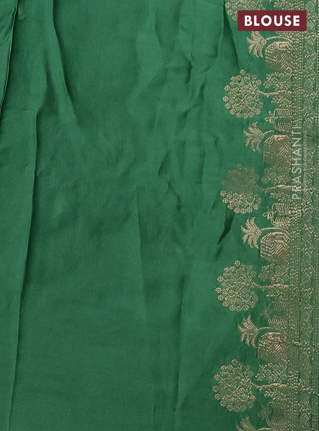 Banarasi semi mushru silk saree green with zari woven buttas and zari woven border