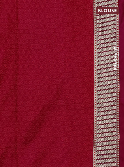 Banarasi semi mushru silk saree deep purple and red with allover self emboss and zari woven border
