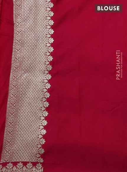 Banarasi semi mushru silk saree pink and red with allover self emboss & zari weaves and zari woven border