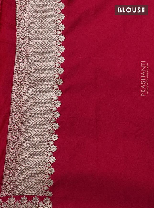 Banarasi semi mushru silk saree pink and red with allover self emboss & zari weaves and zari woven border