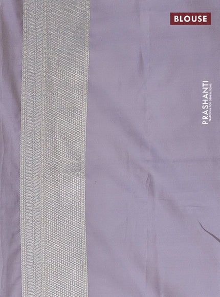 Banarasi semi mushru silk saree pastel grey with allover self emboss & zari buttas and zari woven border