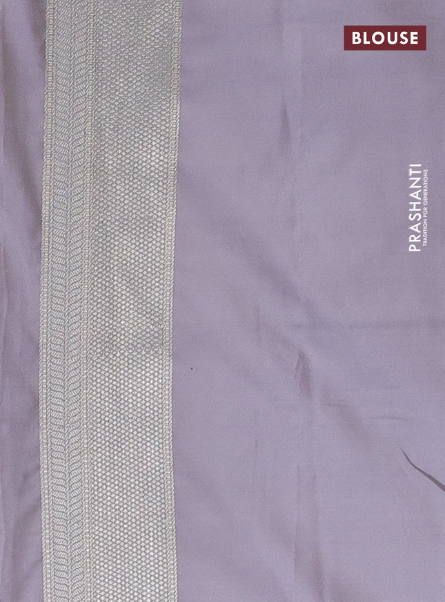 Banarasi semi mushru silk saree pastel grey with allover self emboss & zari buttas and zari woven border