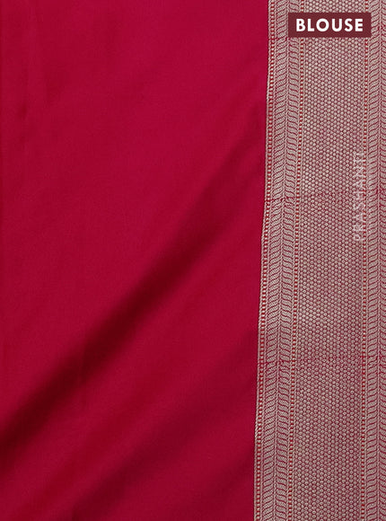 Banarasi semi mushru silk saree pink with allover self emboss & zari buttas and zari woven border