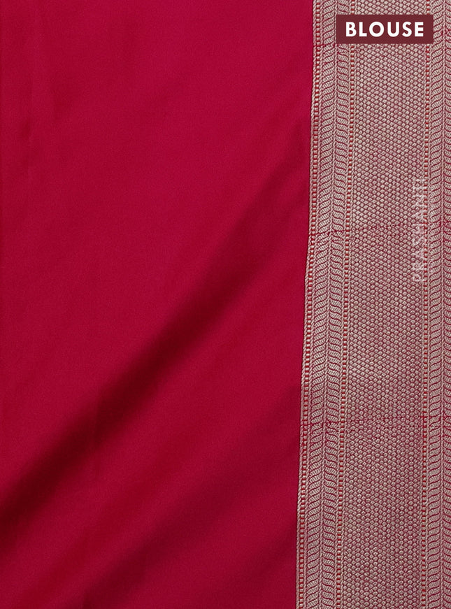 Banarasi semi mushru silk saree pink with allover self emboss & zari buttas and zari woven border