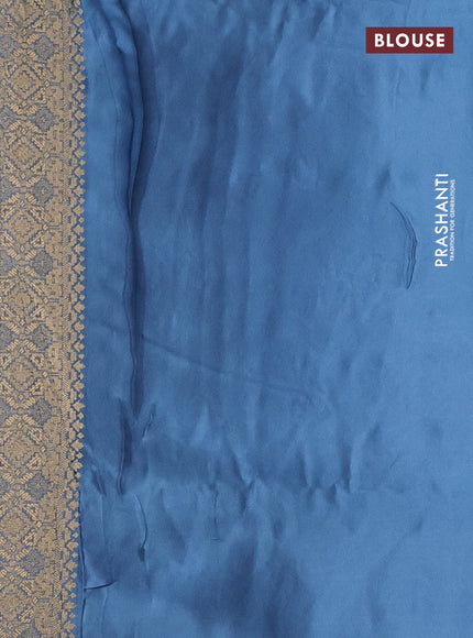 Banarasi semi mushru silk saree pastel blue with allover self emboss & zari buttas and zari woven border