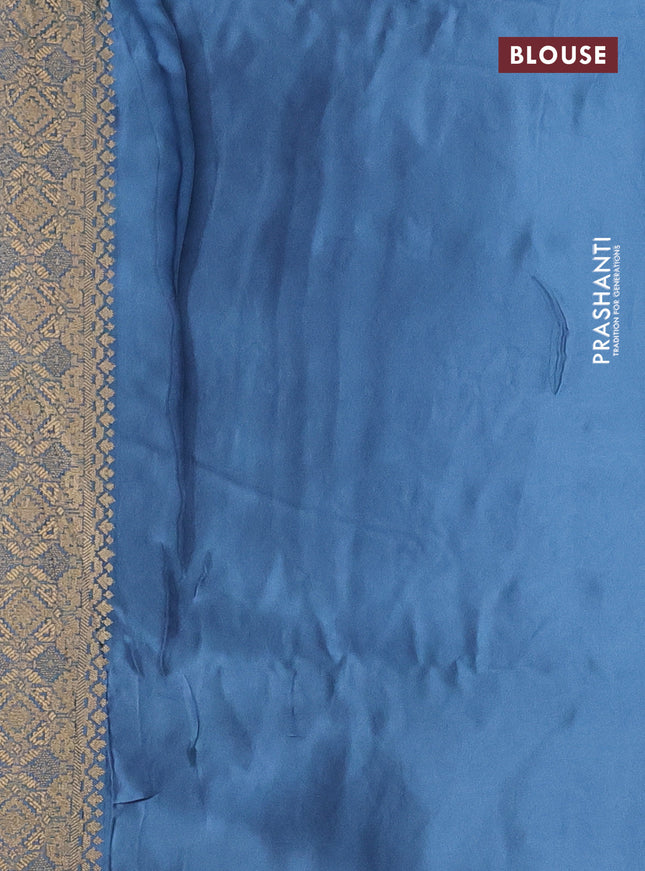 Banarasi semi mushru silk saree pastel blue with allover self emboss & zari buttas and zari woven border