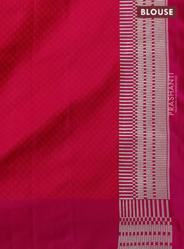 Banarasi semi mushru silk saree pink with allover self emboss and zari woven border