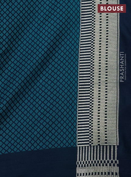Banarasi semi mushru silk saree dual shade of blue and teal green with allover self emboss and zari woven border