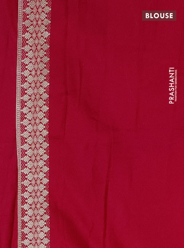 Banarasi semi mushru silk saree dual shade of pink with allover self emboss & zari weaves and zari woven border