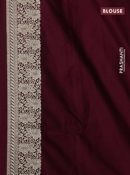 Banarasi semi mushru silk saree deep maroon with allover thread & zari weaves and zari woven border