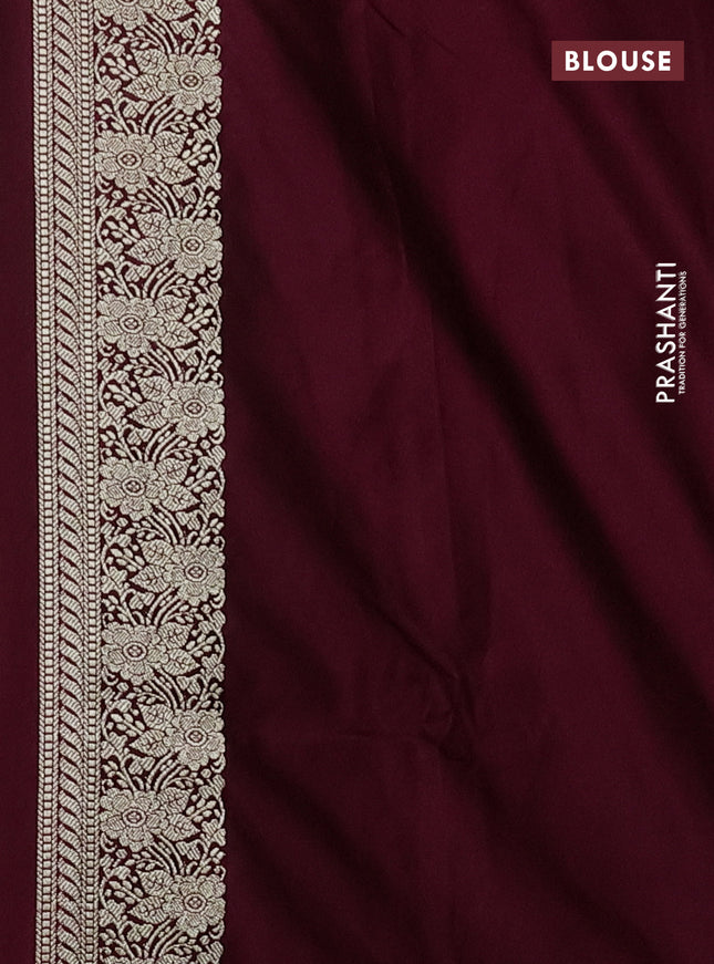 Banarasi semi mushru silk saree deep maroon with allover thread & zari weaves and zari woven border