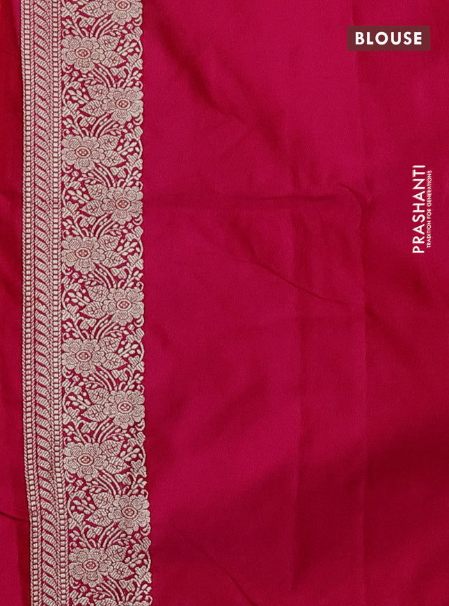 Banarasi semi mushru silk saree pink with allover thread & zari weaves and zari woven border