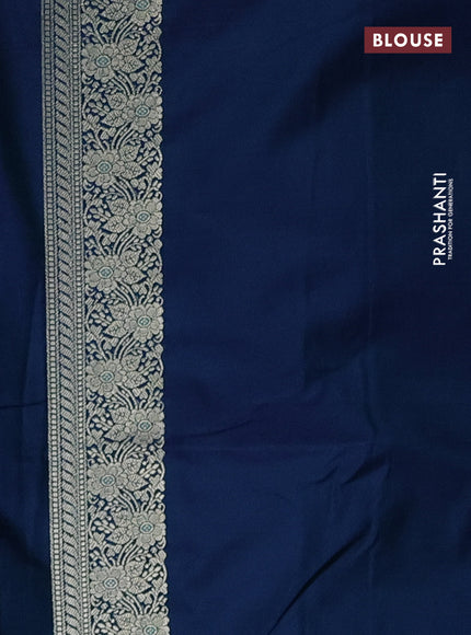 Banarasi semi mushru silk saree dual shade of blue and teal green with allover thread & zari weaves and zari woven border