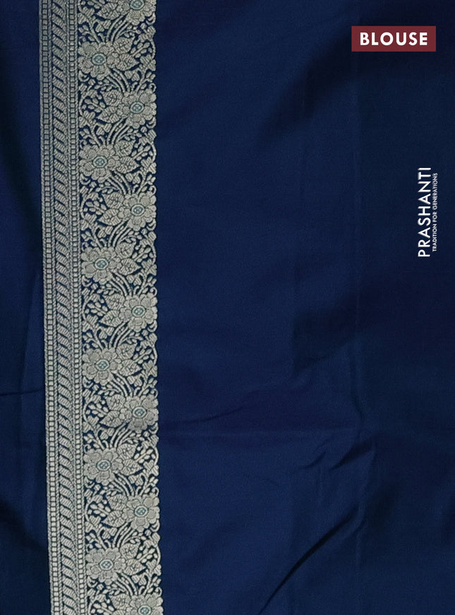 Banarasi semi mushru silk saree dual shade of blue and teal green with allover thread & zari weaves and zari woven border