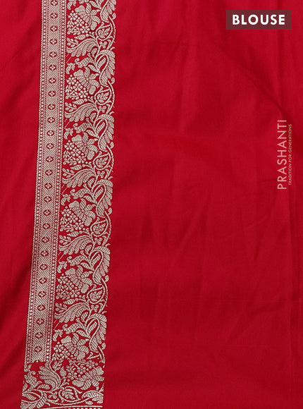 Banarasi semi mushru silk saree reddish pink with thread & zari woven buttas and zari woven border