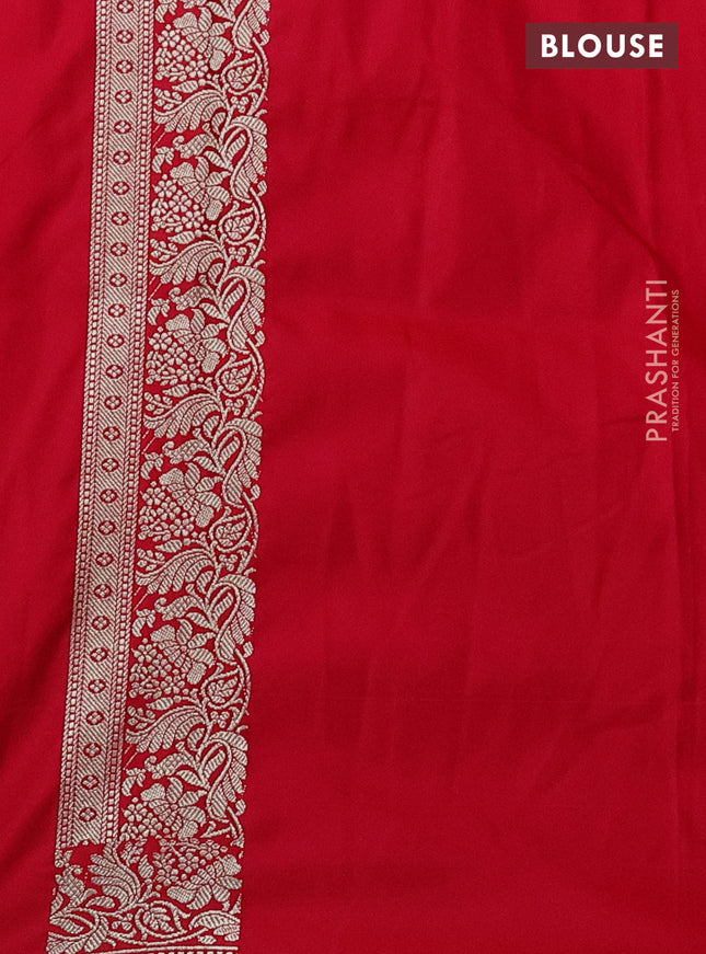 Banarasi semi mushru silk saree reddish pink with thread & zari woven buttas and zari woven border