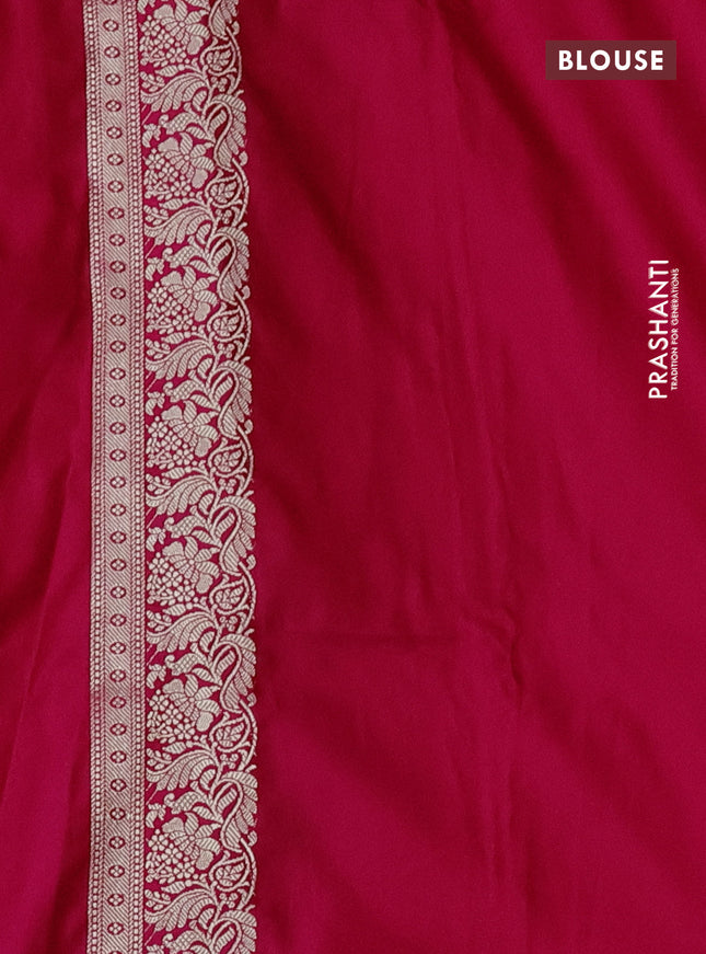 Banarasi semi mushru silk saree pink with thread & zari woven buttas and zari woven border