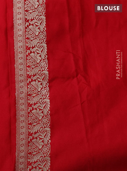 Banarasi semi mushru silk saree red with thread & zari woven buttas and zari woven border