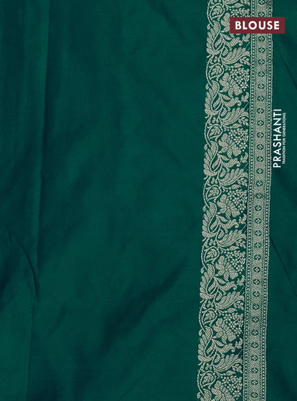 Banarasi semi mushru silk saree teal green with thread & zari woven buttas and zari woven border