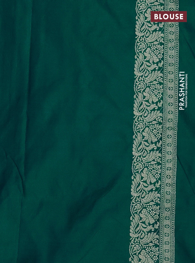 Banarasi semi mushru silk saree teal green with thread & zari woven buttas and zari woven border