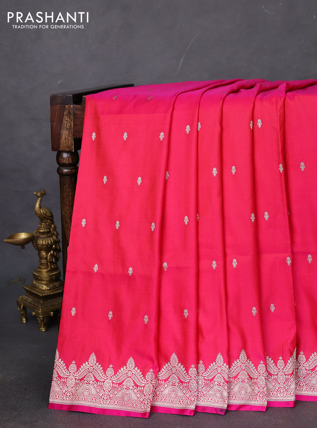 Banarasi semi mushru silk saree dual shade of pink with allover zari woven buttas and zari woven border