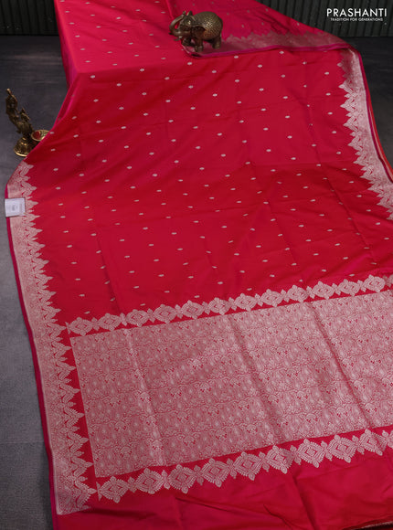 Banarasi semi mushru silk saree dual shade of pink with allover zari woven buttas and zari woven border