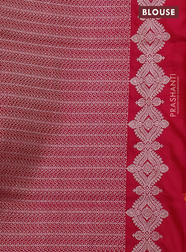 Banarasi semi mushru silk saree dual shade of pink with allover zari woven buttas and zari woven border