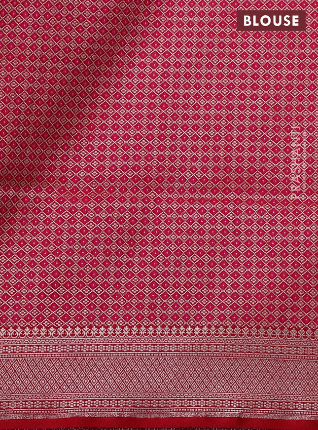 Banarasi semi mushru silk saree red with allover zari woven buttas and zari woven border