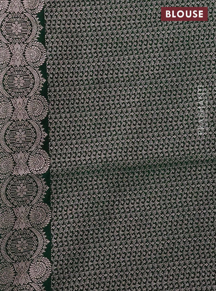 Banarasi semi mushru silk saree green with allover zari woven buttas and zari woven border
