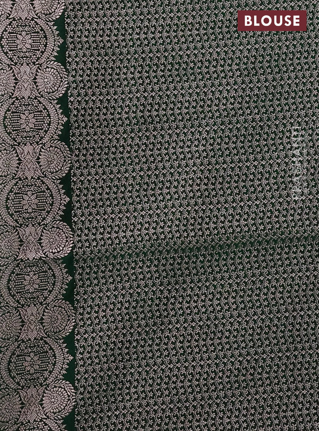 Banarasi semi mushru silk saree green with allover zari woven buttas and zari woven border