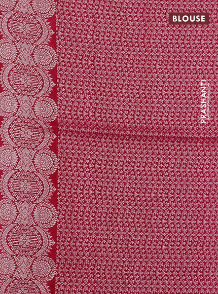 Banarasi semi mushru silk saree dual shade of pink with allover zari woven buttas and zari woven border