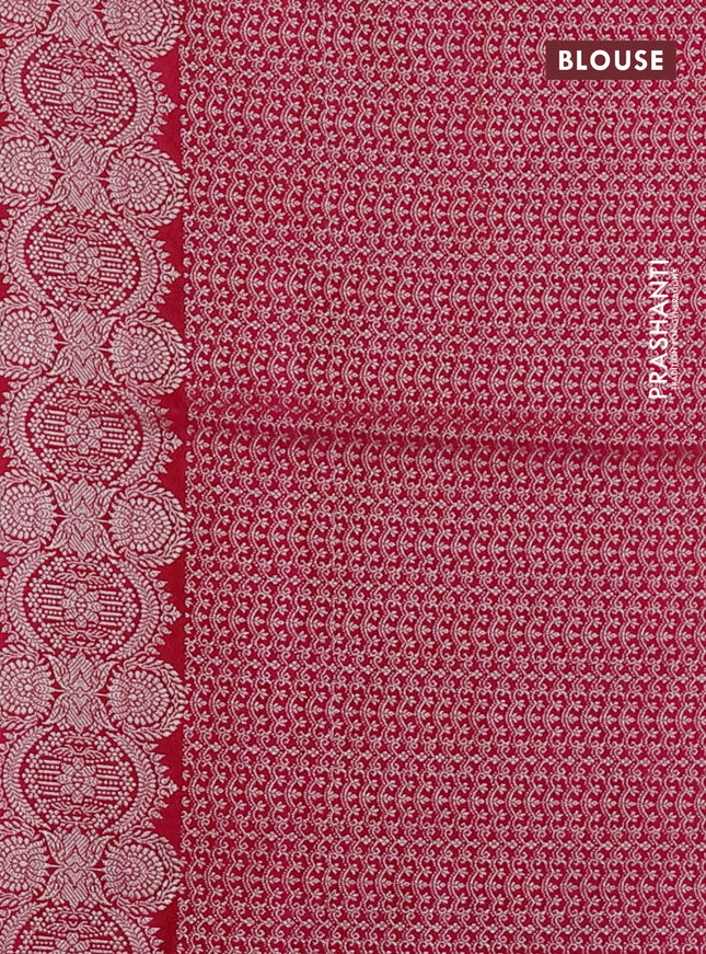 Banarasi semi mushru silk saree dual shade of pink with allover zari woven buttas and zari woven border