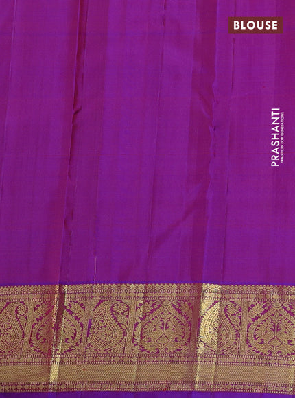 Pure kanchipuram silk saree dual shade of purple with zari woven buttas and rich zari woven border
