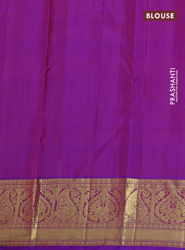 Pure kanchipuram silk saree dual shade of purple with zari woven buttas and rich zari woven border