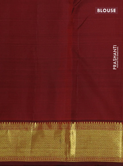 Pure kanchipuram silk saree orange and deep maroon with zari woven buttas and rich zari woven border